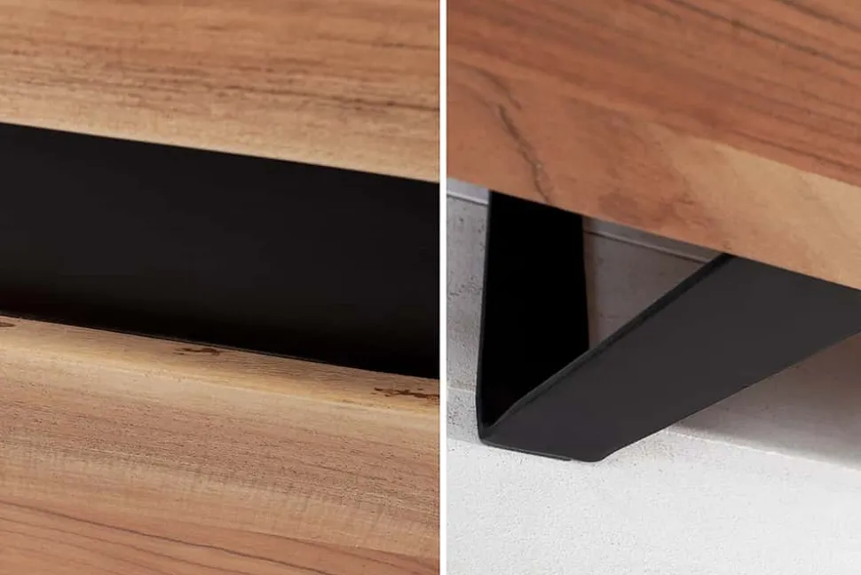 Massivholz Sideboard AMAZONAS 150cm Akazie natur Metall schwarz Baumkante