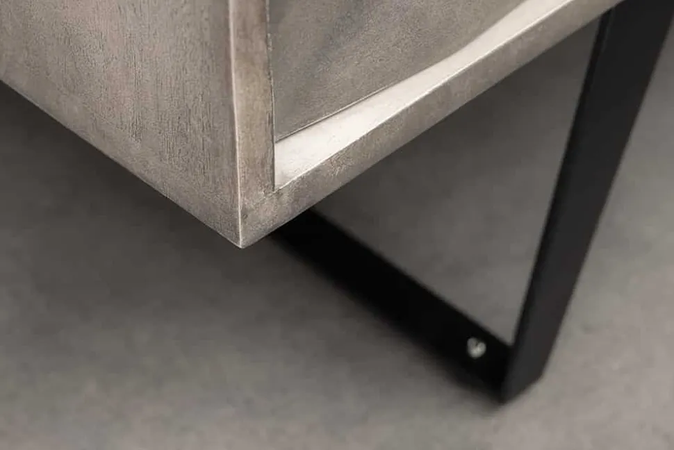 Massivholz Sideboard HURRICANE 175cm grau Akazie 3D-Design