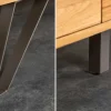 Massivholz Sideboard LIVING EDGE 160cm Wildeiche Metall schwarz Baumkante mit Schubladen