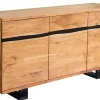 Massivholz Sideboard MAMMUT 160cm Akazie honey finish Metall Baumkante mit Schubladen