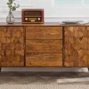 Massivholz Sideboard MYSTIC LIVING 145cm braun Sheesham stone finish Kommode Schubladen