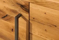 Massivholz Sideboard THOR 200cm mit Schubladen natur Wildeiche geölt Metall schwarz