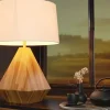 Massivholz Tischlampe DIAMOND 65cm Teak natur weiß modern handmade
