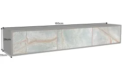 Massivholz TV Lowboard MOUNTAIN SOUL 160cm schwarz hängend echter Naturstein Akazie