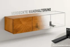 Massivholz TV-Lowboard MOUNTAIN SOUL 200cm Akazie grün bronze hängend Naturstein schwarz
