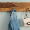Massivholz Wandgarderobe MAMMUT 80cm braun Sheesham stone finish 6 Kleiderhaken