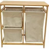 Massivholz Wäschekorb LAGOON SPA 70cm natur beige Bambus drei Wäschebeutel waschbar