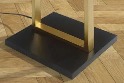 Minimalistische Stehlampe COLLEEN 160cm gold schwarz Stoffschirm mit Metallfuß