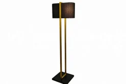 Minimalistische Stehlampe COLLEEN 160cm gold schwarz Stoffschirm mit Metallfuß