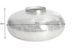 Moderne Deko Vase ABSTRACT ORIENT 35cm silber rund Metall Hammerschlag-Design