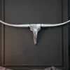 Moderne Design Wanddekoration BULL L 100cm silber Aluminium Stierkopf