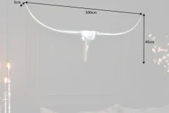 Moderne Design Wanddekoration BULL L 100cm silber Aluminium Stierkopf
