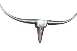 Moderne Design Wanddekoration BULL L 100cm silber Aluminium Stierkopf