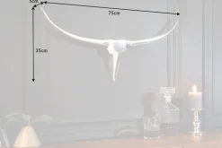 Moderne Design Wanddekoration BULL 75cm silber Aluminium Stierkopf