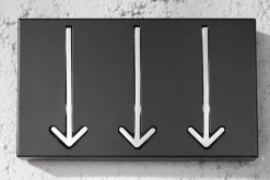 Moderne Design Wandgarderobe ARROW 30cm schwarz mit 3 Haken