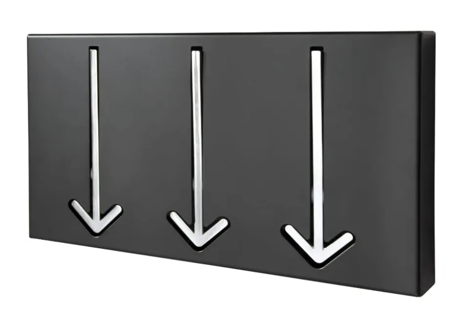 Moderne Design Wandgarderobe ARROW 30cm schwarz mit 3 Haken