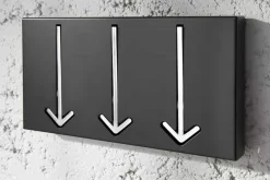 Moderne Design Wandgarderobe ARROW 30cm schwarz mit 3 Haken