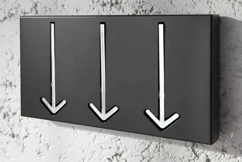Moderne Design Wandgarderobe ARROW 30cm schwarz mit 3 Haken