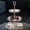 Moderne Etagere ORIENT 45cm silber Hammerschlag-Design mit drei Etagen