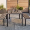 Moderne Gartenbank DESIGNO 130cm dunkelbraun schwarz Aluminium wetterfest Outdoor Sitzbank