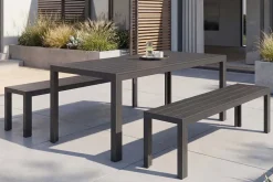 Moderne Gartenbank DESIGNO 180cm anthrazit schwarz Aluminium wetterfest Outdoor Sitzbank