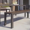 Moderne Gartenbank DESIGNO 180cm dunkelbraun schwarz Aluminium wetterfest Outdoor Sitzbank