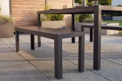 Moderne Gartenbank DESIGNO 130cm anthrazit schwarz Aluminium wetterfest Outdoor Sitzbank