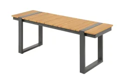 Moderne Outdoor Sitzbank TAMPA LOUNGE 125cm grau natur Aluminium Metall Holz-Design wetterfest