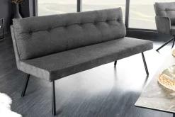 Moderne Sitzbank BIG GEORGE 160cm anthrazit Samt Strukturstoff Taschenfederkern schwarz