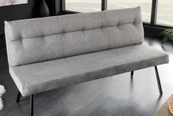 Moderne Sitzbank BIG GEORGE 160cm grau Samt Strukturstoff Taschenfederkern Metall