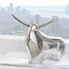 Moderne Skulptur BIG BULL silber Aluminium Dekoration Stierfigur Briefbeschwerer