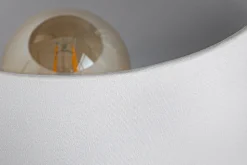 Moderne Tischlampe CLASSIC 45cm transparent recyceltes Glas weiß Stoffschirm