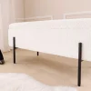 Moderne Truhenbank LOFT 100cm weiß Bouclé Sitzbank mit Stauraum gepolstert schwarz Metall