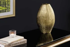 Moderne Vase ELEGANCE 35cm gold antik Metall Hammerschlag Design