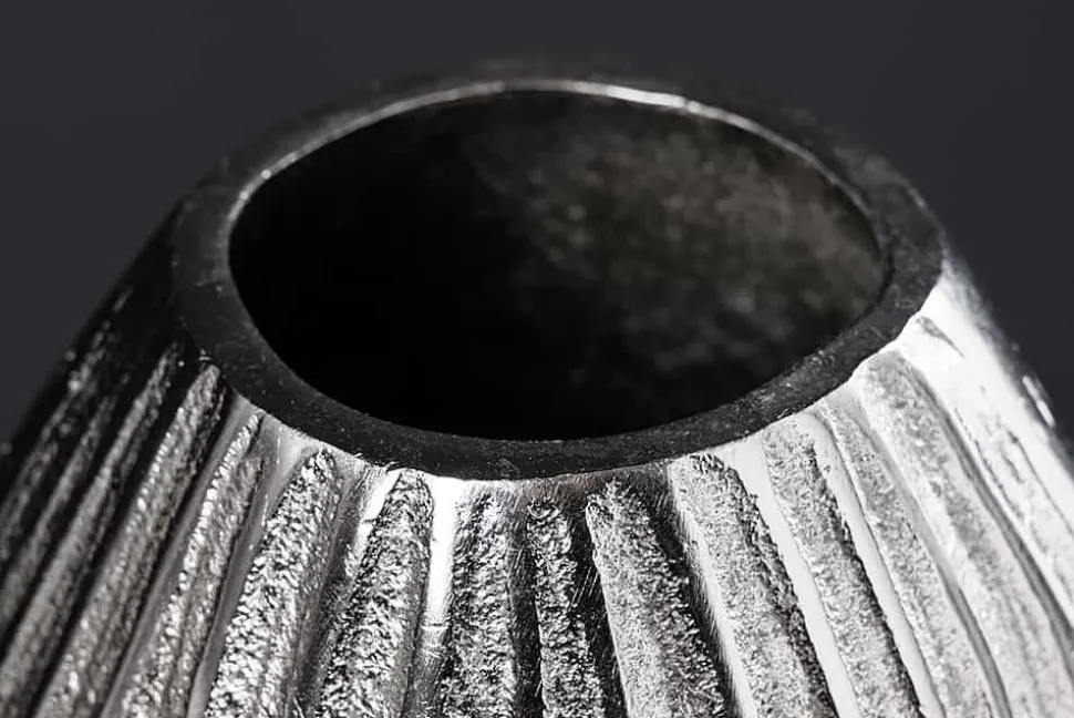 Moderne Vase ELEGANCE 35cm silber Metall Hammerschlag Design