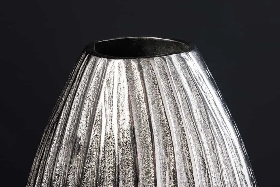 Moderne Vase ELEGANCE 35cm silber Metall Hammerschlag Design