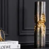 Moderne Vase PRECIOUS 40cm schwarz gold Metall Hammerschlag Design