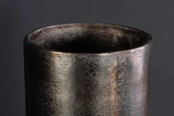 Moderne Vase PRECIOUS 40cm schwarz gold Metall Hammerschlag Design
