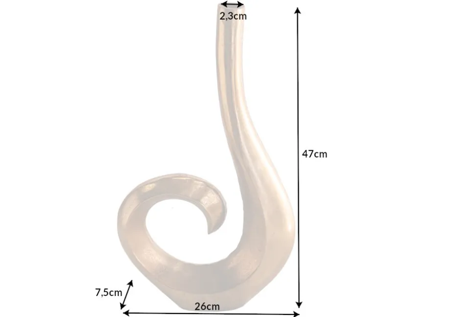 Moderne Vase WAVE 47cm gold Aluminium poliert Dekoration