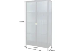 Moderne Vitrine AMSTERDAM 160cm schwarz gold Riffelglas Metall Highboard Schrank