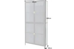 Moderne Vitrine AMSTERDAM 180cm schwarz gold Riffelglas Metall Highboard Schrank
