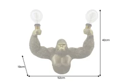 Moderne Wandlampe KING APE 50cm gold Affen-Skulptur handmade