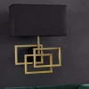 Moderne Wandleuchte ATLANTIS 44cm gold Stoffschirm schwarz Lampe
