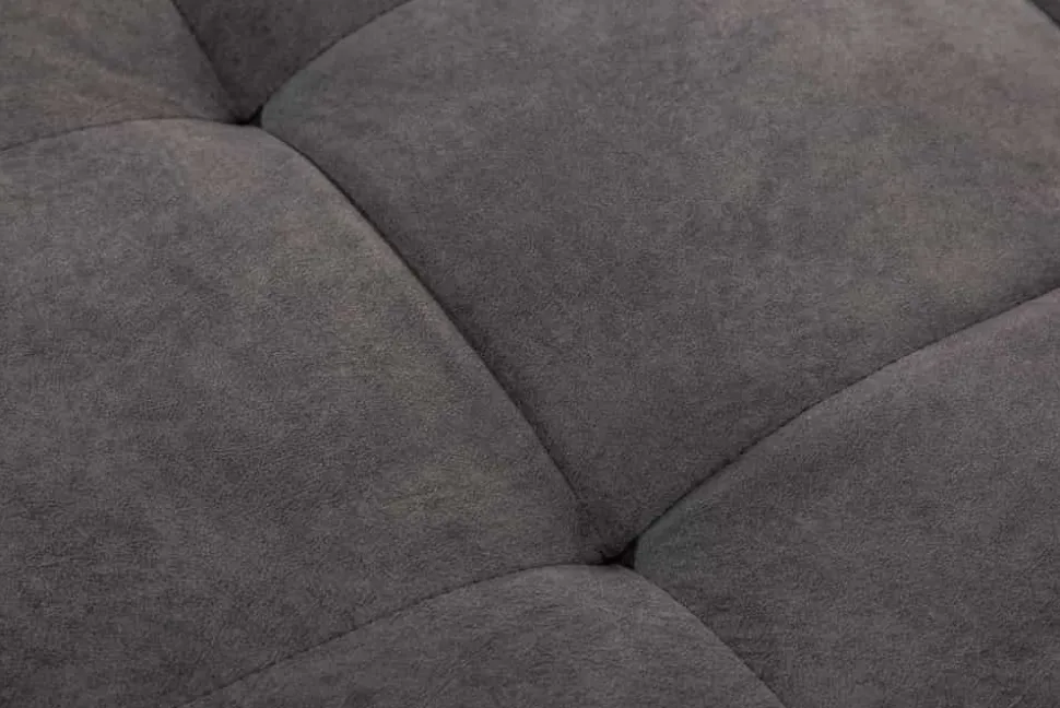 Moderne Wohnlandschaft KENT 220cm grau Samt Ecksofa Federkern inkl. Hocker und Kissen