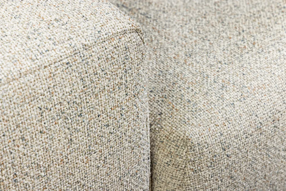 Moderne Wohnlandschaft KENT 220cm beige Strukturstoff Ecksofa Federkern inkl. Hocker