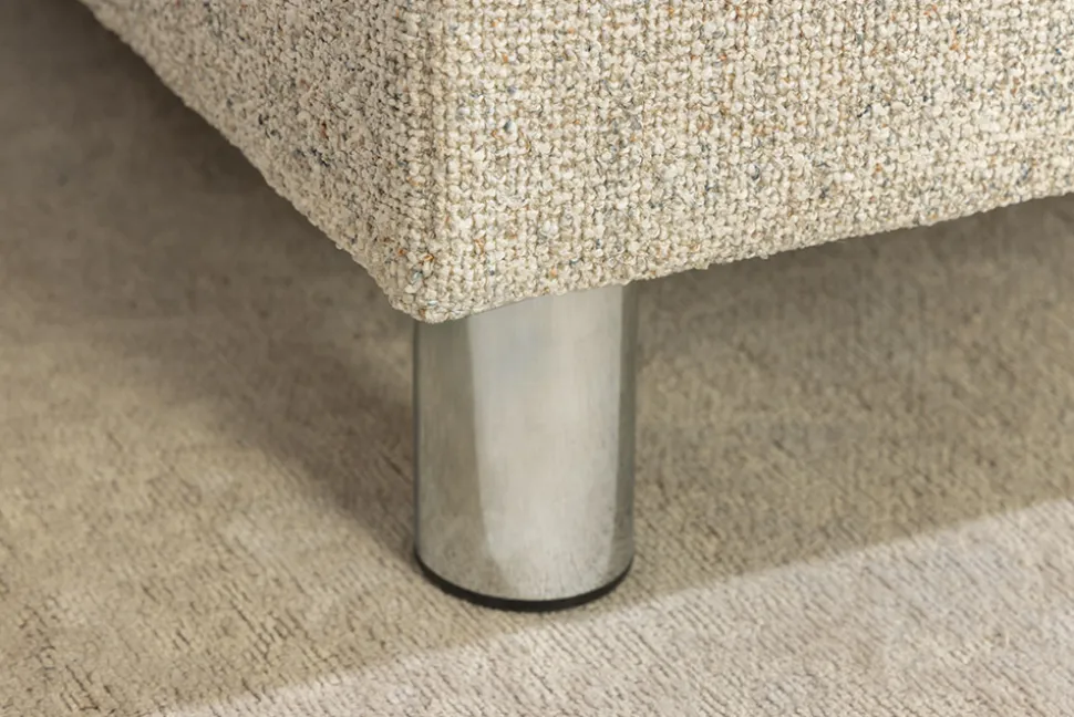 Moderne Wohnlandschaft KENT 220cm beige Strukturstoff Ecksofa Federkern inkl. Hocker