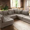 Moderne XXL Wohnlandschaft KENT 305cm greige Cord Bigsofa inkl. Hocker Federkern