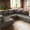 Moderne XXL Wohnlandschaft KENT 305cm taupe Federkern Bigsofa inkl. Hocker