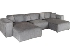 Moderne XXL Wohnlandschaft SIGNATUR 370cm grau Chenille Cremona U-Form Sofa inkl. Kissen