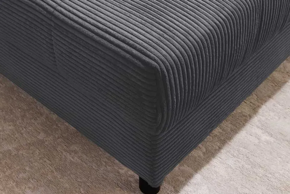 Moderne XXL Wohnlandschaft KENT 305cm anthrazit Cord Bigsofa inkl. Hocker Federkern